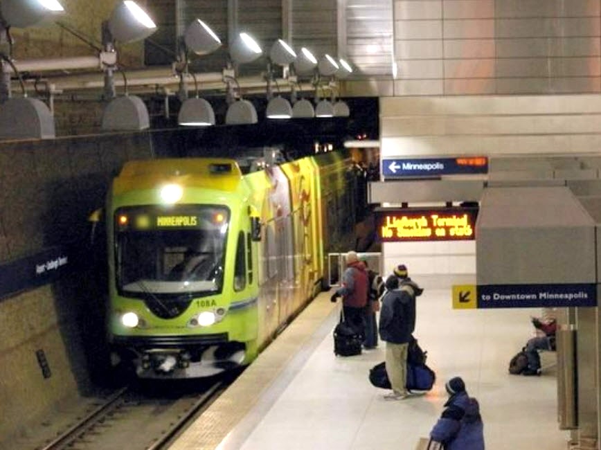 MSP lightrail arriving at airport by Andrew Ciscel