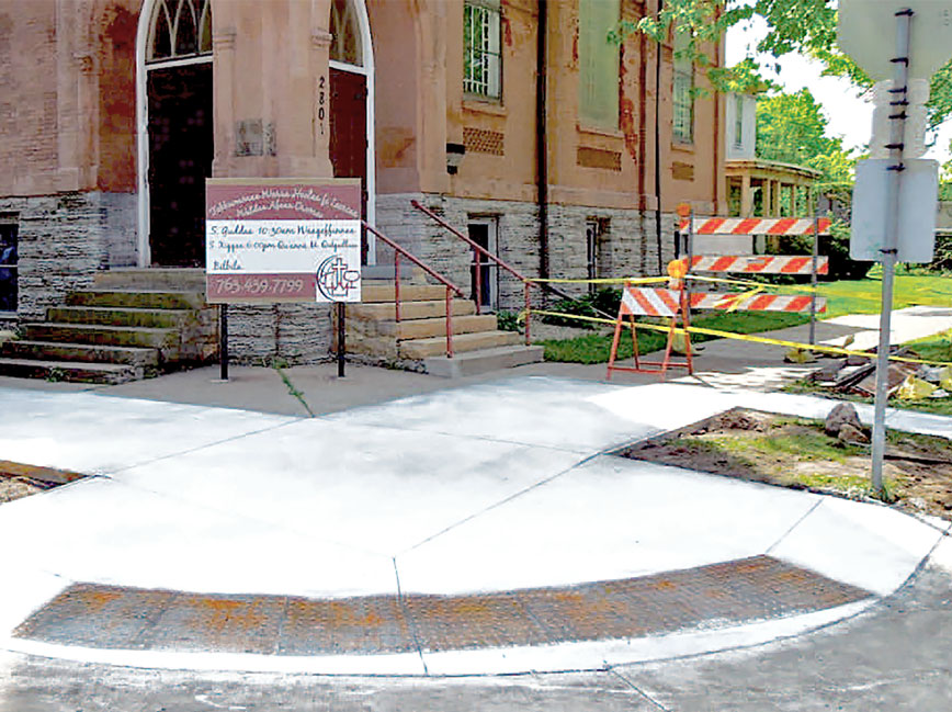 Photo of completed ADA-compliant pedestrian ramp