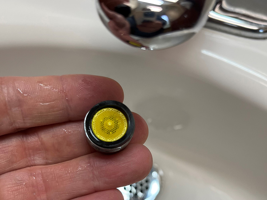 An example of a faucet aerator. An example of a faucet aerator.