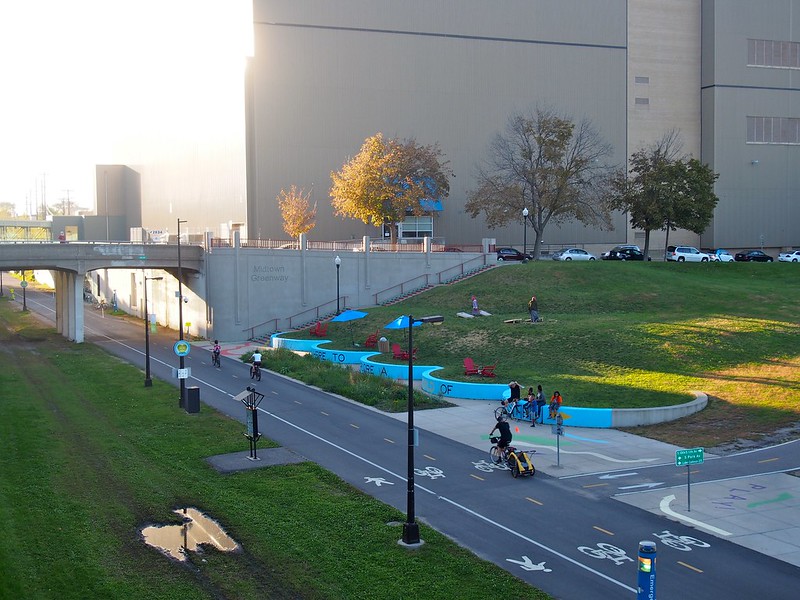 Bicyclists on bike path