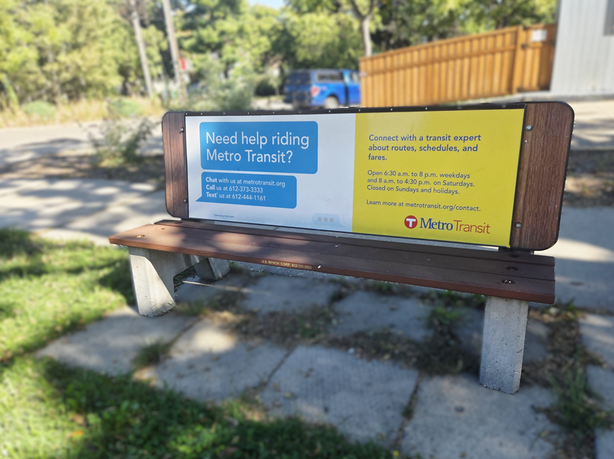 Bench at bus stop in South Minneapolis