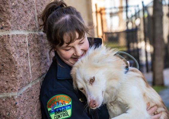 Animal control officer with dog