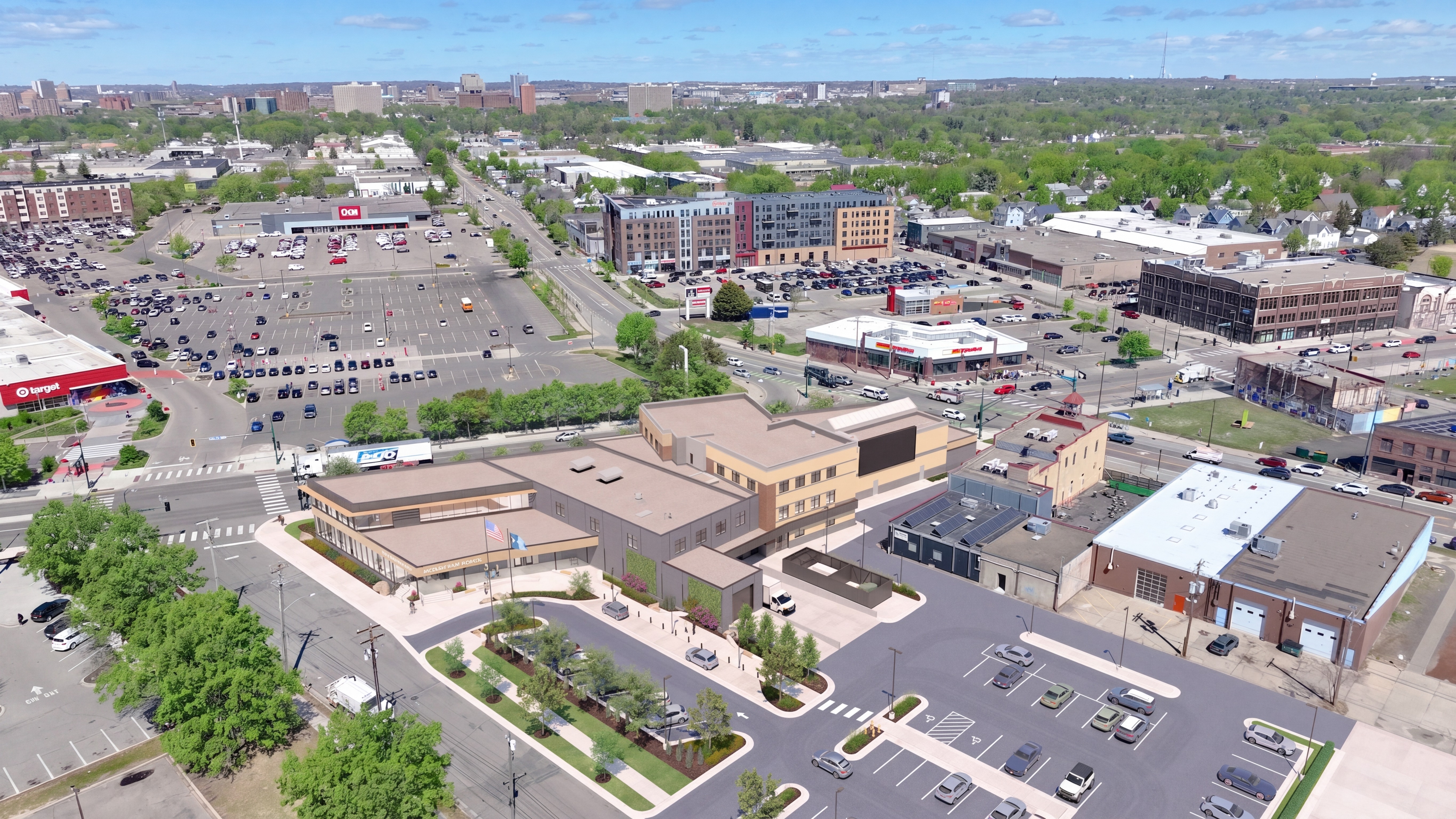 Minneapolis Democracy Center rendering aerial