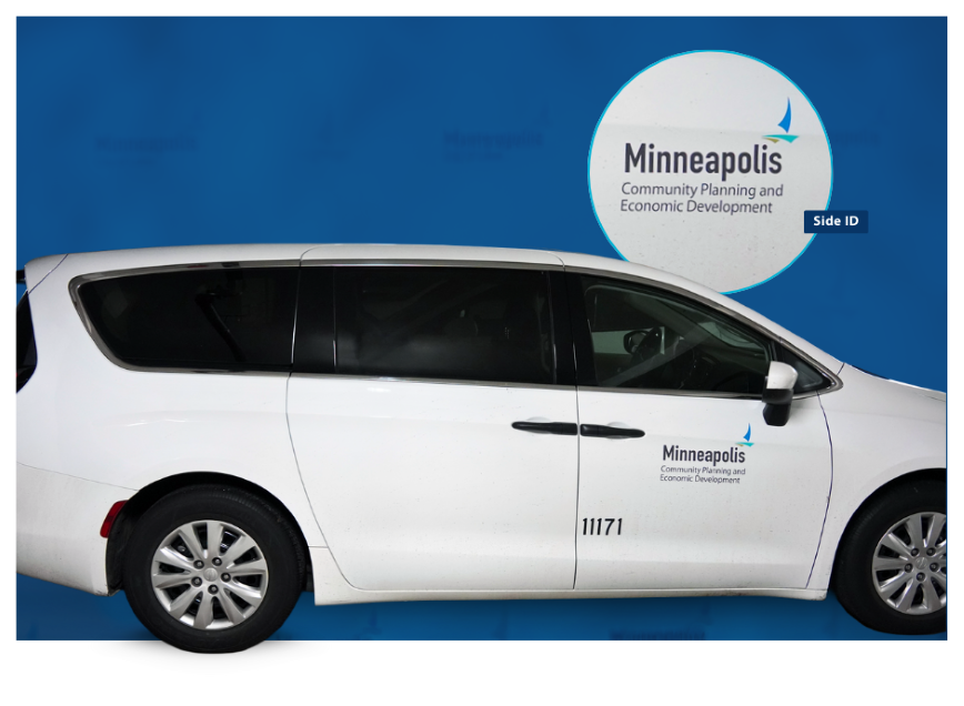 White van that says Minneapolis Community Planning and Economic Development