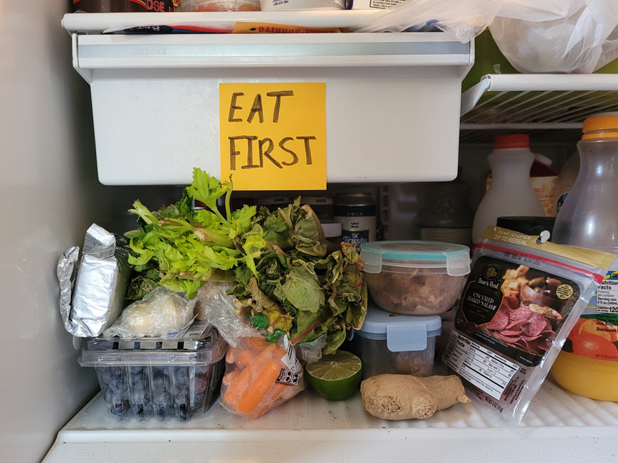 eat first area in refrigerator for food that needs to be eaten before it goes bad