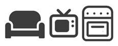 Couch, Tv, Stove icons