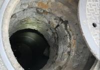 Looking down a structure.