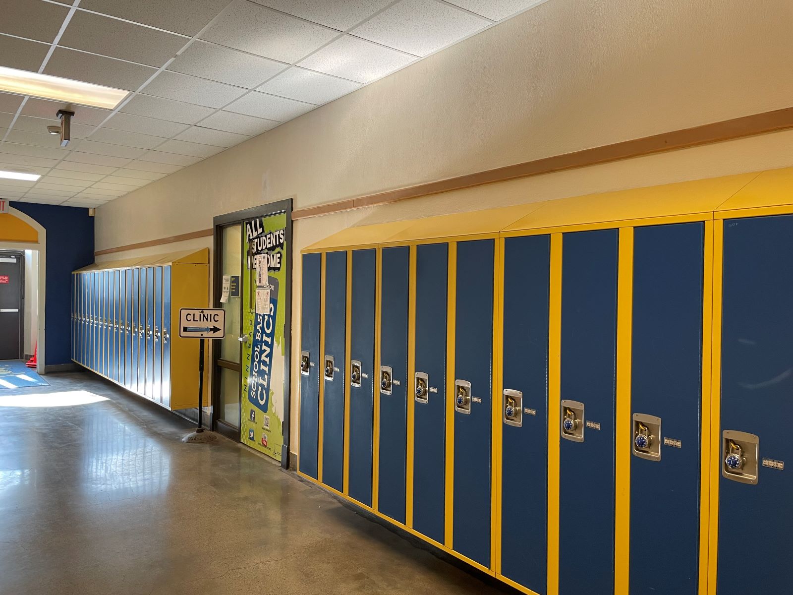 lockers in a school hallway lockers in a school hallway