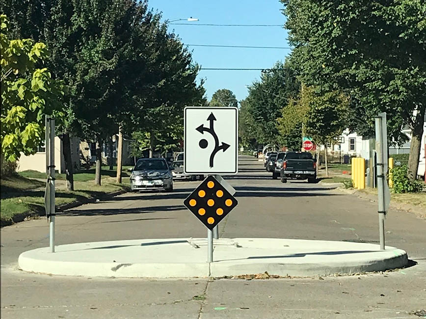 A traffic circle in Minneapolis.