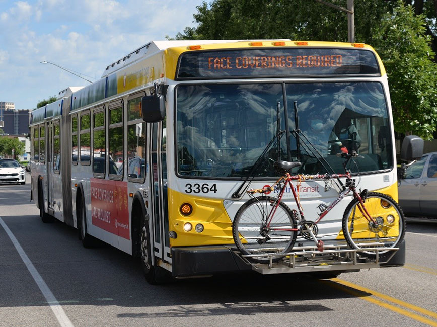Metro Transit bus with a bicycle on front