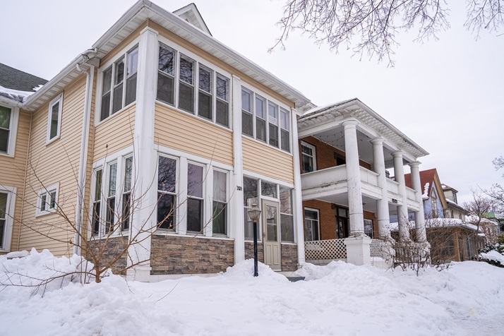 Duplex building exterior in winter