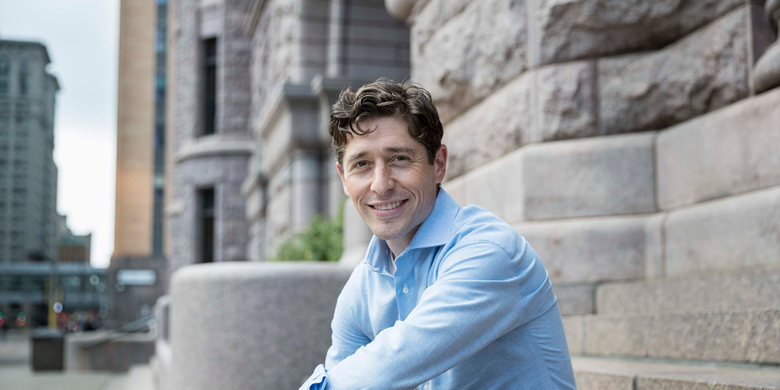 Mayor Jacob Frey outside of Minneapolis City Hall
