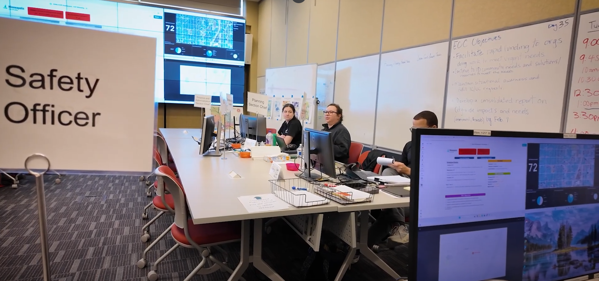 A view inside a meeting room at the Emergency Operations Center