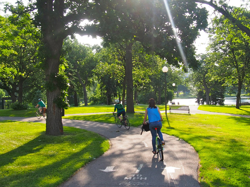 Bicyclists on a street.