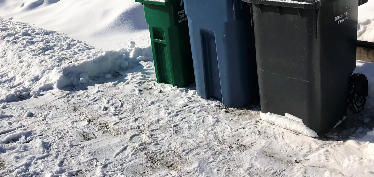 snow shoveled around SWR carts