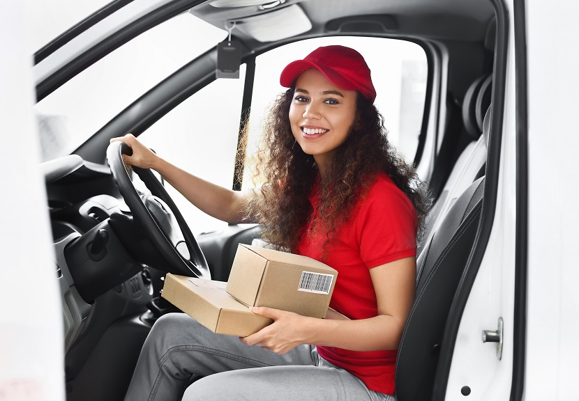 driver sitting in delivery vehicle