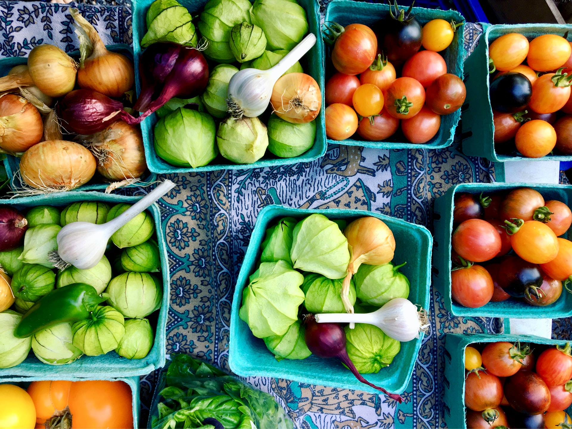 assorted vegetables in baskets
