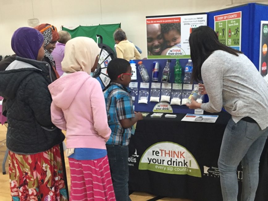 Children learning about healthy beverages