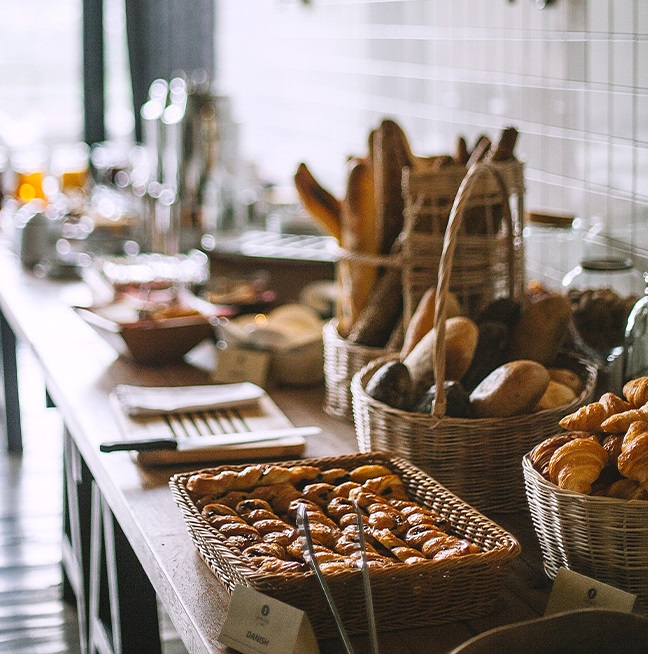 table of food at an event