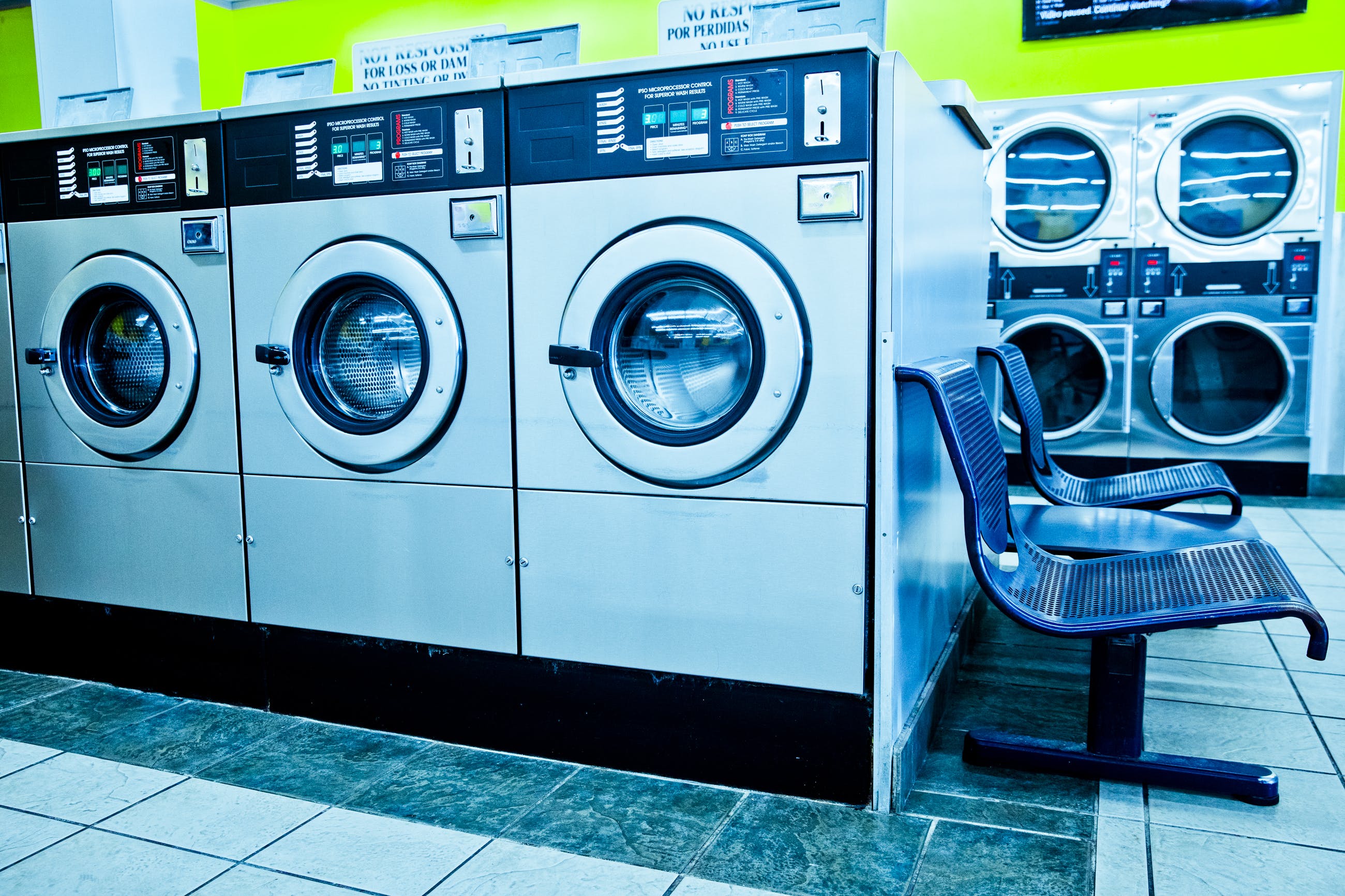 Row of laundry machines