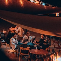 people outside of bar