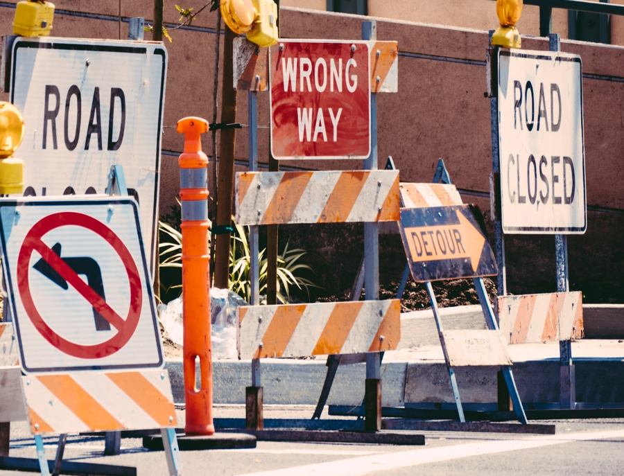 Road closure signs