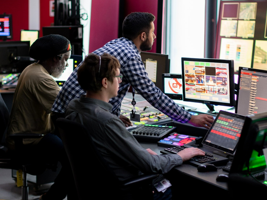 Broadcast engineers in studio